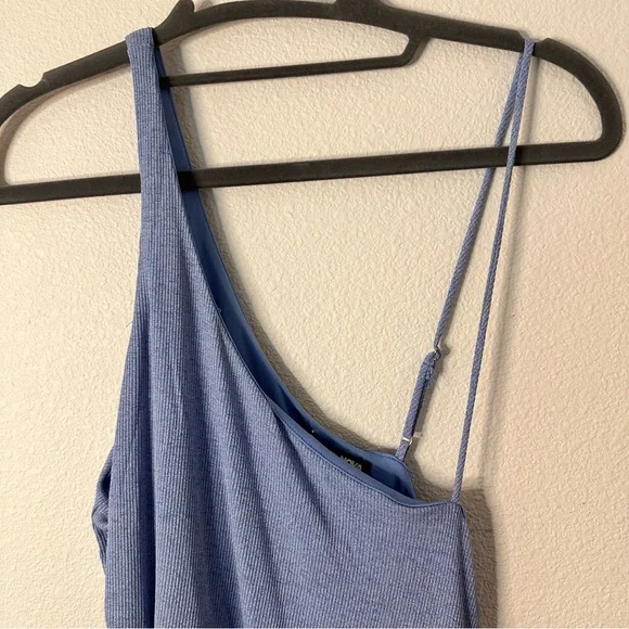 Blue one shoulder midi dress with cutout side detail XL - Picture 6 of 8